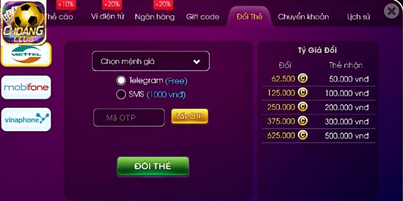 Hướng dẫn chi tiết quy trình rút tiền Choang Club qua thẻ cào